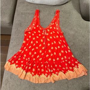 Free People Bright Orange Mini Slip Dress. Perfect Condition!